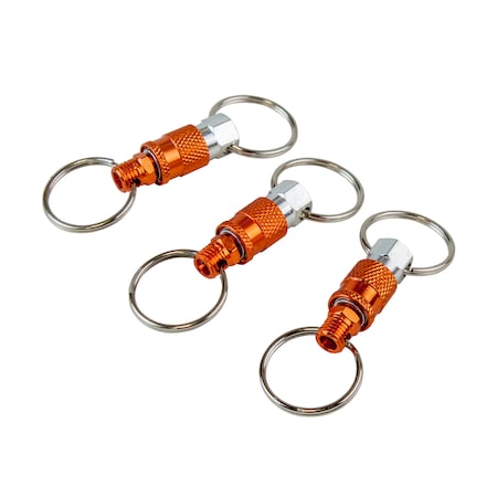 KEYQC3 Pull Apart Coupler Keychain With 2 Split Rings (3 Pack)